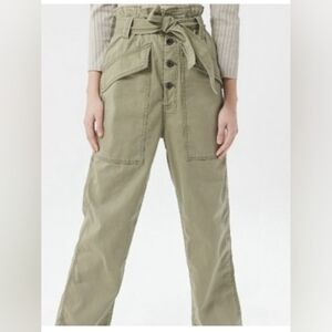 BDG High Waist Paper Bag Pants Army Green Field Pants Sz XS Urban Outfitters